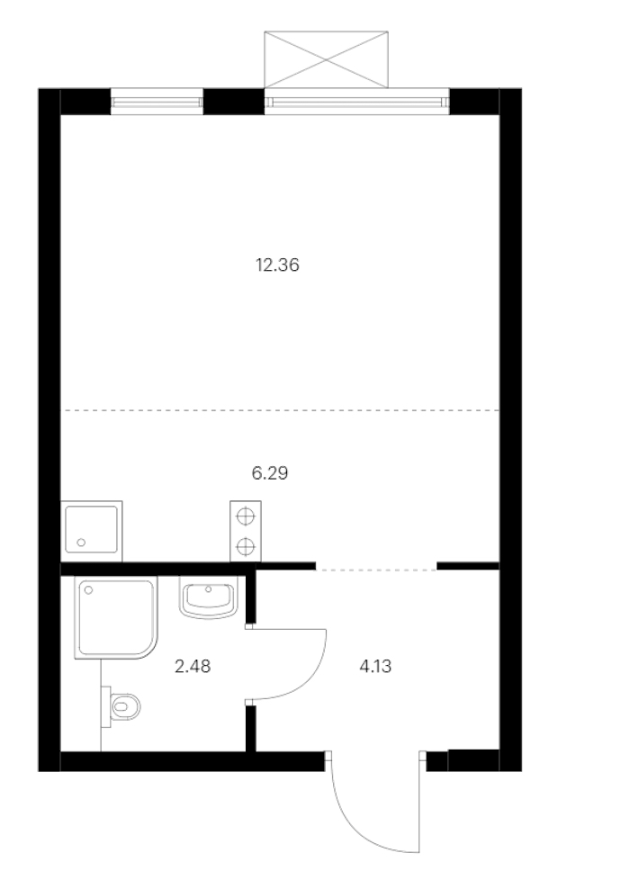 Квартира студия 25.26 м², 14/24 эт., ЖК «Заречный парк»